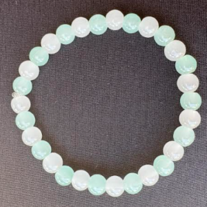 Pale Green and Pale Pink Glass Bead Bracelet