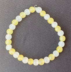 Light Yellow and White Glass Bead Bracelet