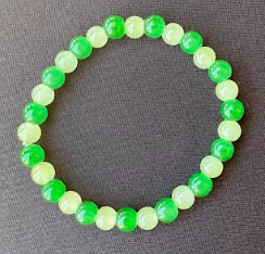 Light Green and Dark Green Glass Bead Bracelet
