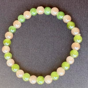 Light Brown and Green Glass Bead Bracelet