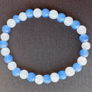 White and Blue Glass Bead Bracelet
