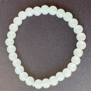 Pale Bluish White Glass Bead Bracelet