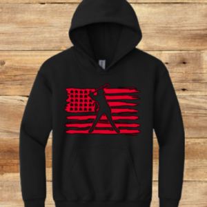 Softball Player with Flag Shirt